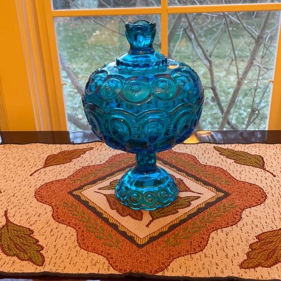 LE Smith Accents Le Smith Moon And Stars Blue Carnival Glass